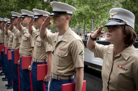 Marines saluting