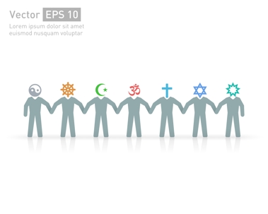 Graphic of different religions holding hands
